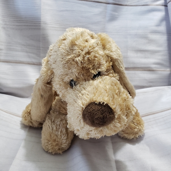 Walmart Other - 🌞SOLD🌞 Walmart Silky Brown Dog Plush 14" Stuffed Animal Bone Print Bow HTF